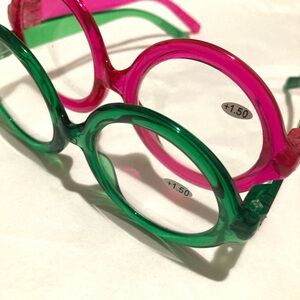 Bundle Round Reader Glasses Set - Pink and Green